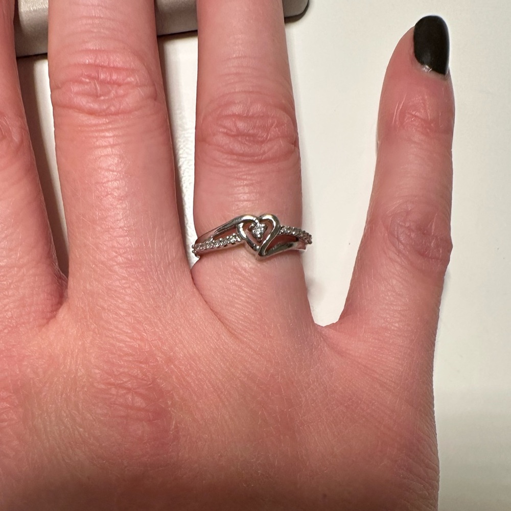 Sterling Silver Diamond Heart Ring